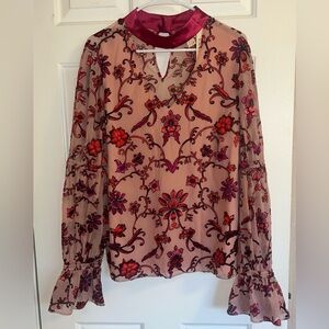 NWT Silk Blend Burnout Nicole MillerBlouse